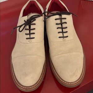 Beige Lace-Up Oxford Shoes